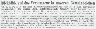 Historischer Artikel aus dem Gemeindeboten über den Beginn des Posaunenchors in St. Rochus