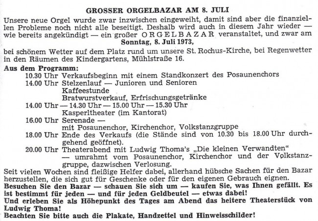 Erstes Orgelkonzert 1973